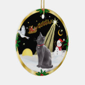 Nachtvlucht - Russische Blauwe kat Keramisch Ornament (Rechts)