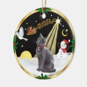 Nachtvlucht - Russische Blauwe kat Keramisch Ornament (Links)