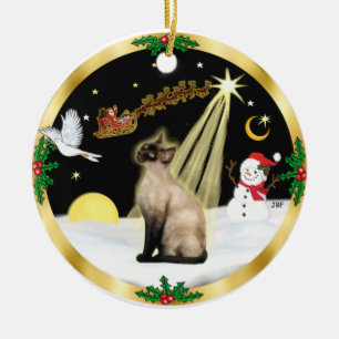 Nachtvlucht - Seal Point Siamese kat Keramisch Ornament