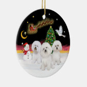 Nachtvlucht - Three Bichon Frise Keramisch Ornament (Rechts)