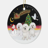 Nachtvlucht - Three Bichon Frise Keramisch Ornament (Links)