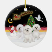 Nachtvlucht - Three Bichon Frise Keramisch Ornament (Achterkant)