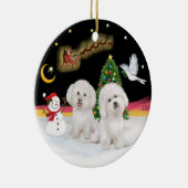 Nachtvlucht - Twee Bichon Frise Keramisch Ornament (Rechts)