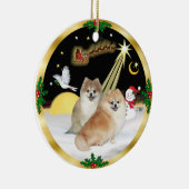 Nachtvlucht - Twee Pomeranians Keramisch Ornament (Rechts)