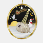 Nachtvlucht - Witte pekinees Keramisch Ornament (Links)