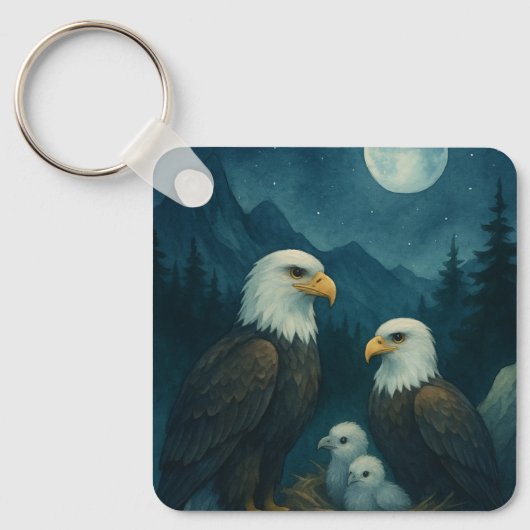 Nachtwacht - Adelaarsfamilie onder de sterren Sleutelhanger (Voorkant)