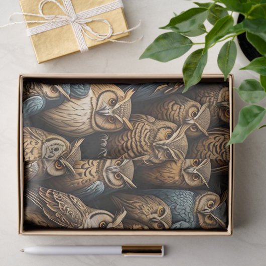 Nachtwacht: Uil verzamelen patroon Tissuepapier (Geschenk)