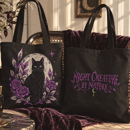 Nachtwezen door Nature Black Cat Moon Gothic Tote Bag