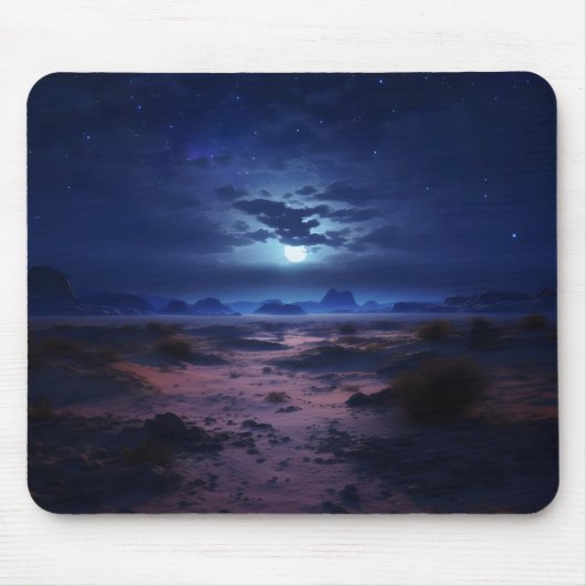 Nachtwoestijn Volle Maan Muismat (Voorkant)