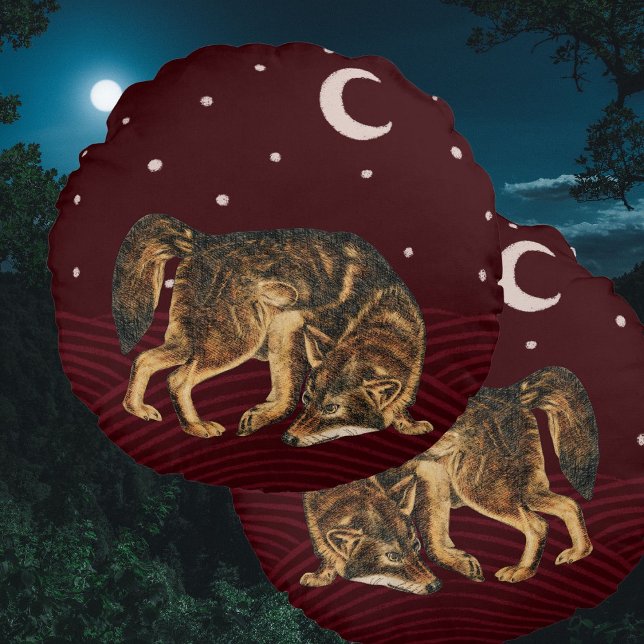 Nachtwolf winter kussen bos dier (Creator heeft geüpload)