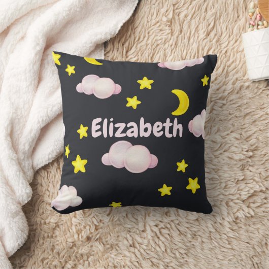Nachtwolken en sterrenmonogram Sierkussen (Deken)