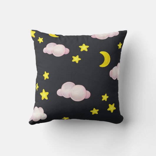 Nachtwolken en sterrenmonogram Sierkussen (Achterkant)