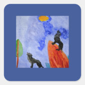 Nachtwolven Magie Vierkante Sticker (Voorkant)