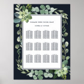Nachtzee Blue Succulent Wedding Seating Seating Poster (Voorkant)