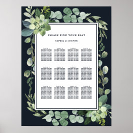 Nachtzee Blue Succulent Wedding Seating Seating Poster