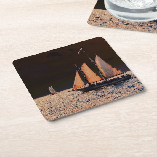 Nachtzeil - Key West, Florida Kartonnen Onderzetters (Schuin)