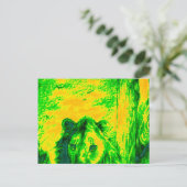 Nachtzicht Lion Art Fluorescerende Print Briefkaart (Staand voorkant)