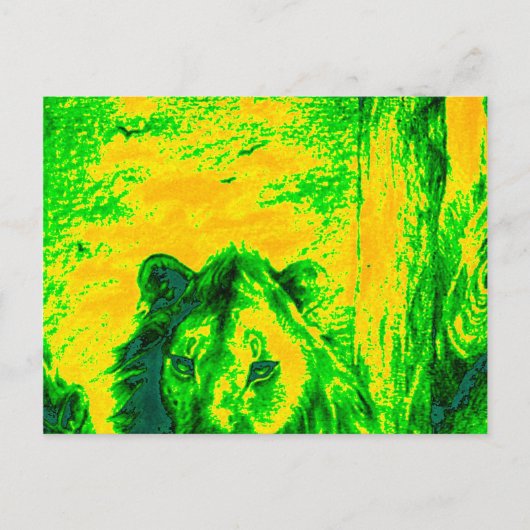 Nachtzicht Lion Art Fluorescerende Print Briefkaart (Voorkant)