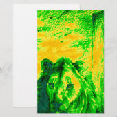 Nachtzicht Lion Art Fluorescerende Print Briefpapier (Voorkant / Achterkant)