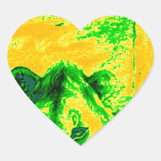 Nachtzicht Lion Art Fluorescerende Print Hart Sticker (Voorkant)