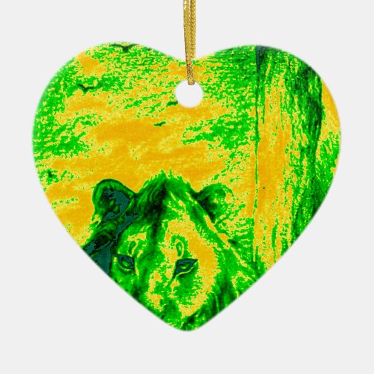 Nachtzicht Lion Art Fluorescerende Print Keramisch Ornament (Voorkant)