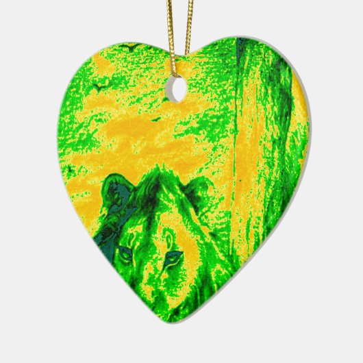 Nachtzicht Lion Art Fluorescerende Print Keramisch Ornament (Links)