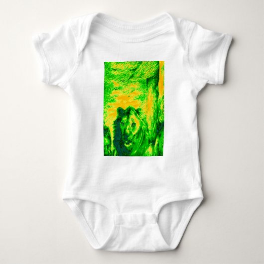 Nachtzicht Lion Art Fluorescerende Print Romper (Voorkant)