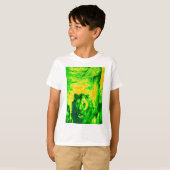 Nachtzicht Lion Art Fluorescerende Print T-shirt (Voorkant volledig)