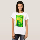 Nachtzicht Lion Art Fluorescerende Print T-shirt (Voorkant volledig)