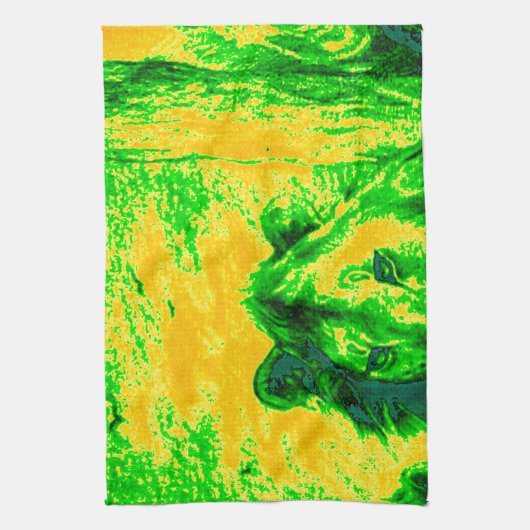 Nachtzicht Lion Art Fluorescerende Print Theedoek (Verticaal)