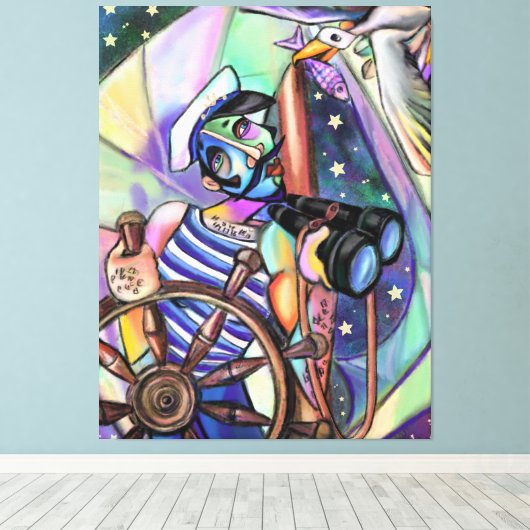 Nachtzoekend Kapitein Kunststijl Oorspronkelijk sc Canvas Afdruk (Insitu (Houten vloer))