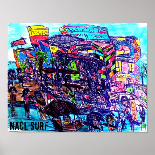 NaCL SURF ZUIDOEVER WAIKIKI Poster (Voorkant)