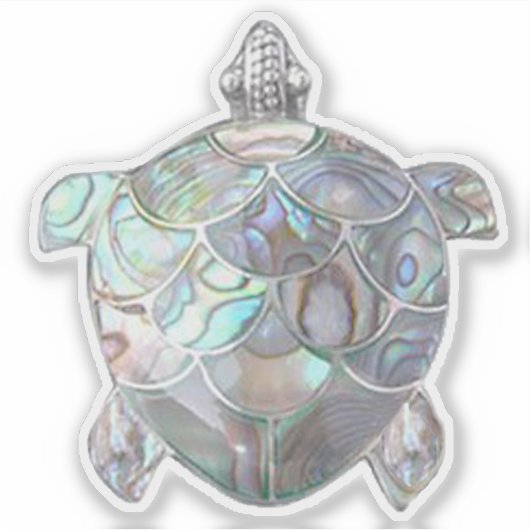 Nacre en Silver Zee Turtle Sticker (Voorkant)