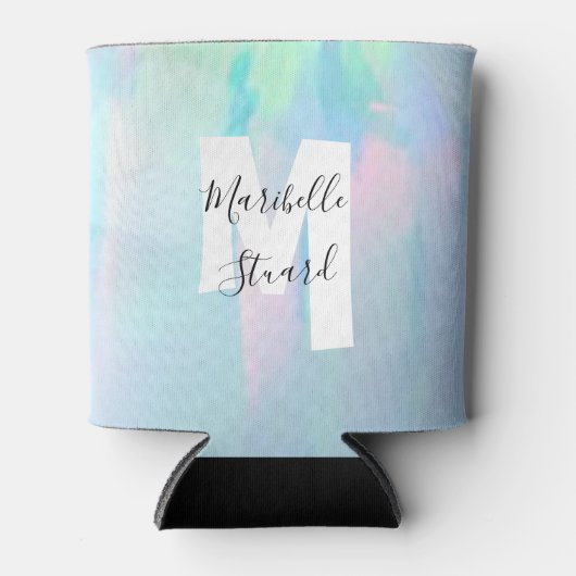 Nacre kustmonogram tropisch elegant strand blikjeskoeler (Voorkant)