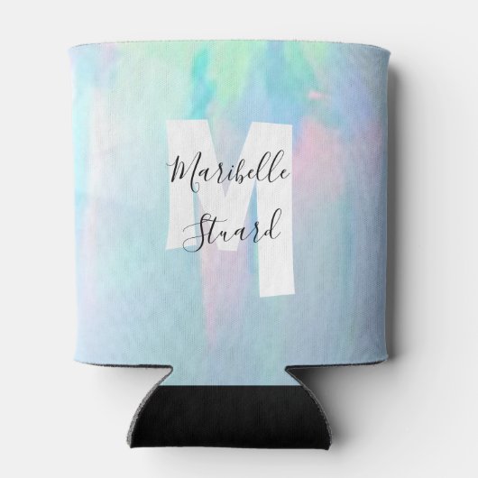 Nacre kustmonogram tropisch elegant strand blikjeskoeler (Achterkant)