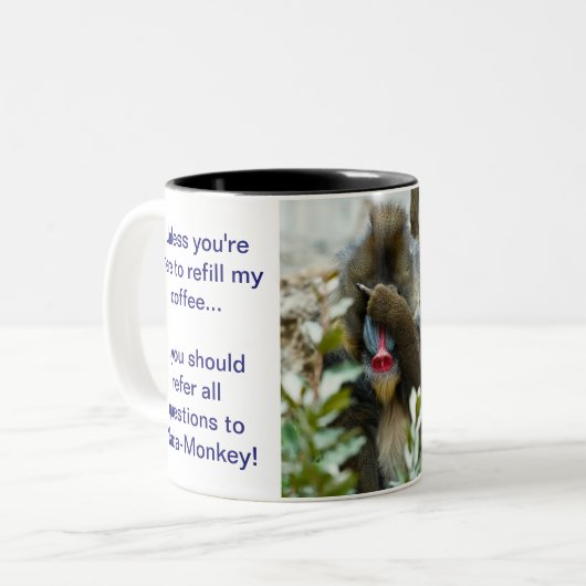 Nada-aap #166 tweekleurige koffiemok (Voorkant links)