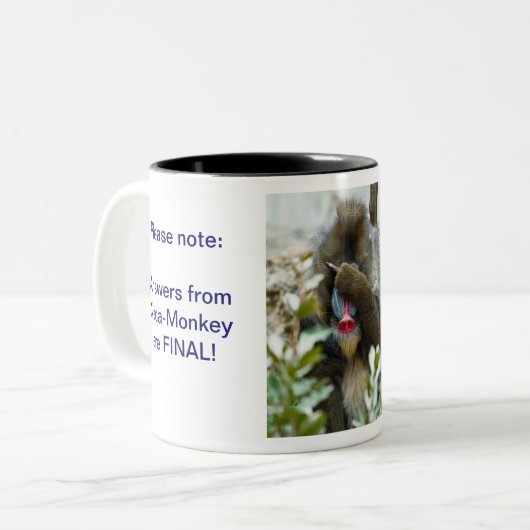 Nada-aap #19 tweekleurige koffiemok (Voorkant links)