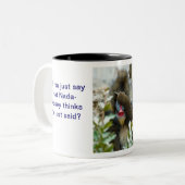 Nada-aap #69 tweekleurige koffiemok (Voorkant links)