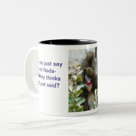 Nada-aap #69 tweekleurige koffiemok (Voorkant links)