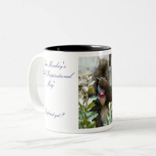 Nada-aap #91 tweekleurige koffiemok (Voorkant links)