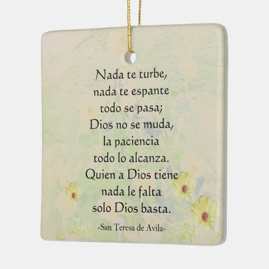 "Nada de turbe" St. Teresa van Avila Keramisch Ornament (Links)