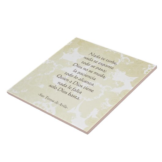 "Nada te turbe" San Teresa di Avila Wit op Wit Tegeltje (Zijkant)