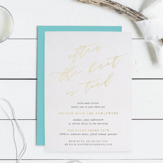 Nadat de knoop is geplakt | Post Wedding Brunch Folie Uitnodiging