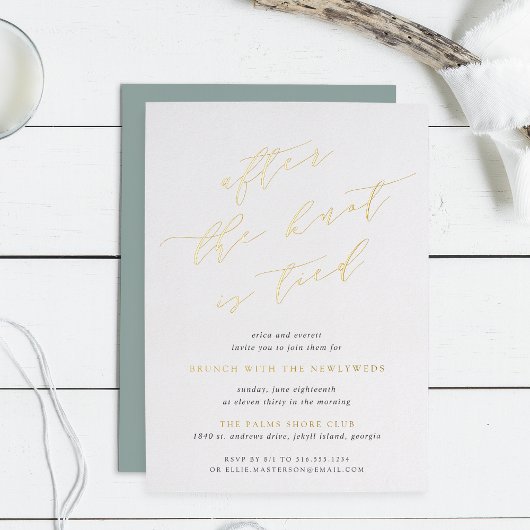 Nadat de knoop is geplakt | Post Wedding Brunch Folie Uitnodiging
