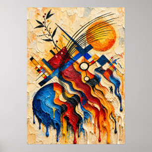 Nadat de tak de zon kruiste, abstracte smelting poster