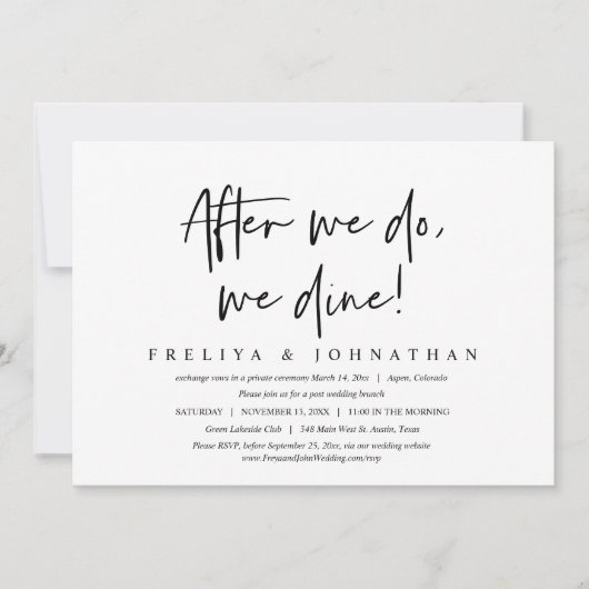 Nadat we dat hebben gedaan, dineren we Elopement B Kaart (Voorkant)