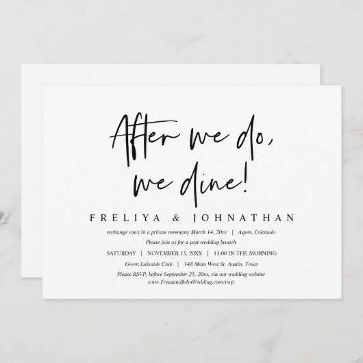 Nadat we dat hebben gedaan, dineren we Elopement B Kaart (Voorkant / Achterkant)