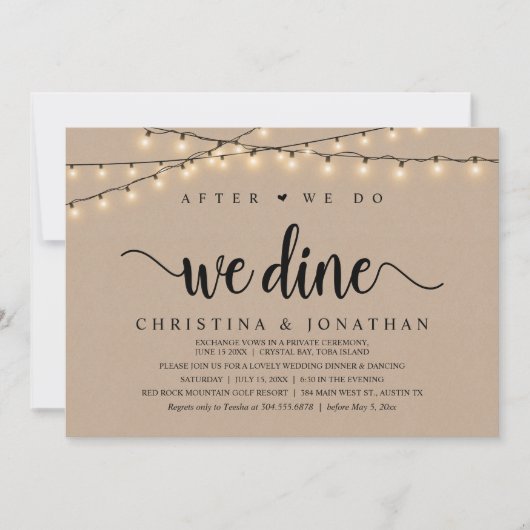 Nadat we dat hebben gedaan, dineren we, rustiek hu kaart (Voorkant)