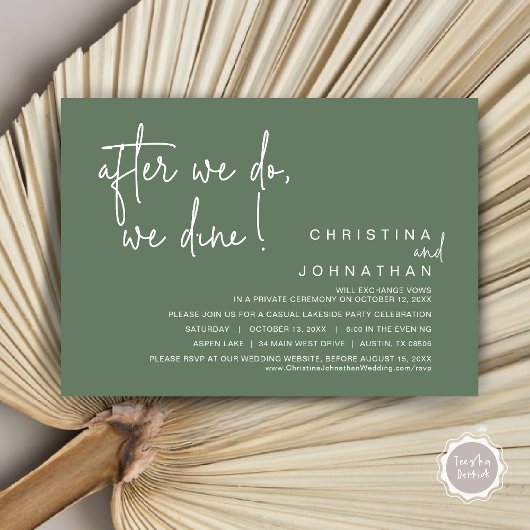 Nadat we dat hebben gedaan, drinken we een weddens kaart