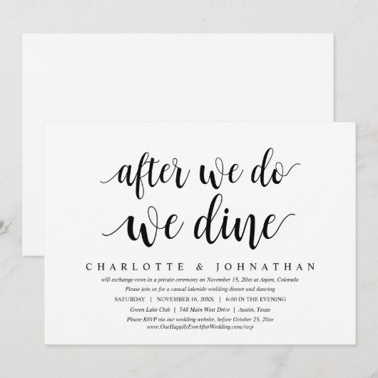 Nadat we dat hebben gedaan, gooien we de Elopement Kaart (Voorkant / Achterkant)